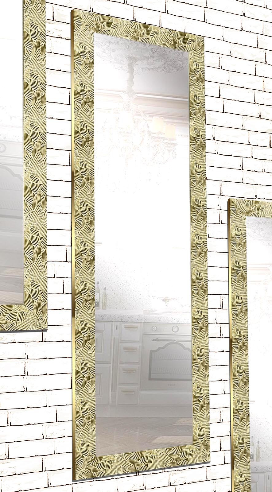 

Зеркало настенное в пластиковой рамке DecorfromGold pattern 60х174 см золото