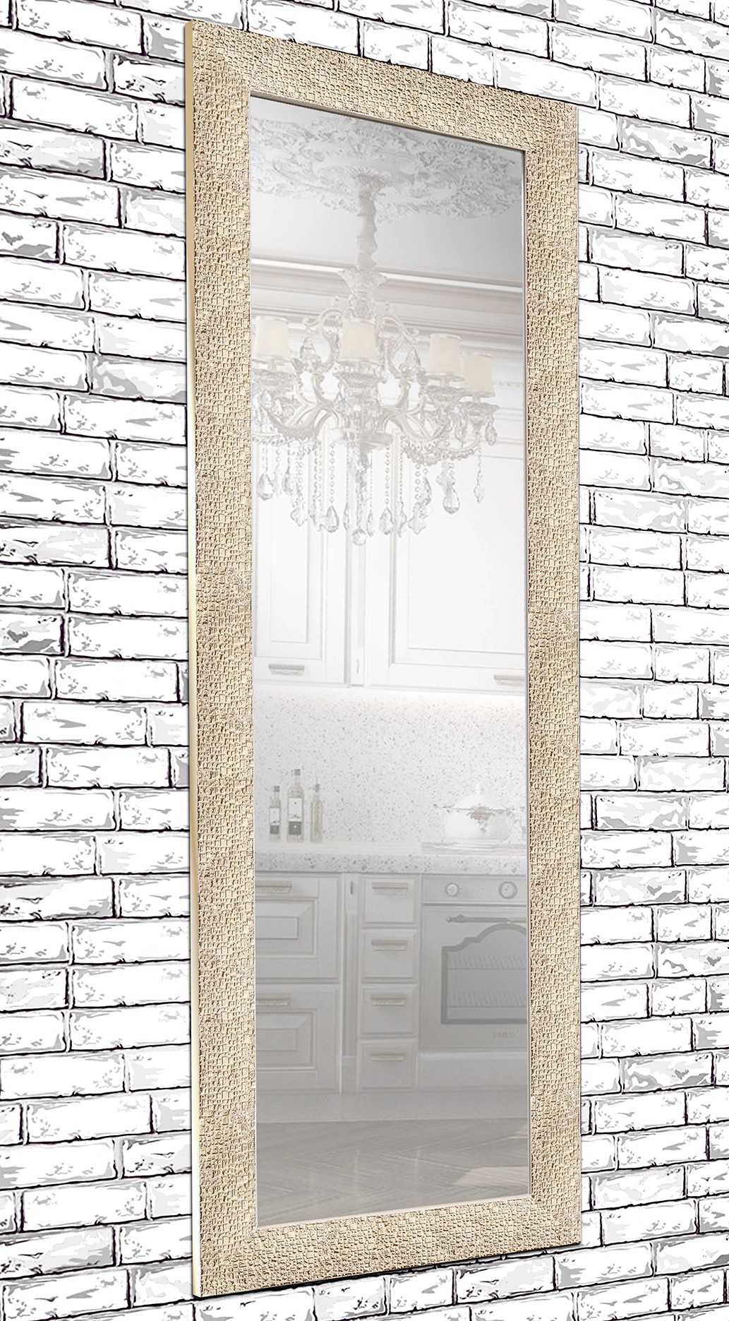 

Зеркало настенное в раме Decorfrom Textured beige 60х174 бежевое