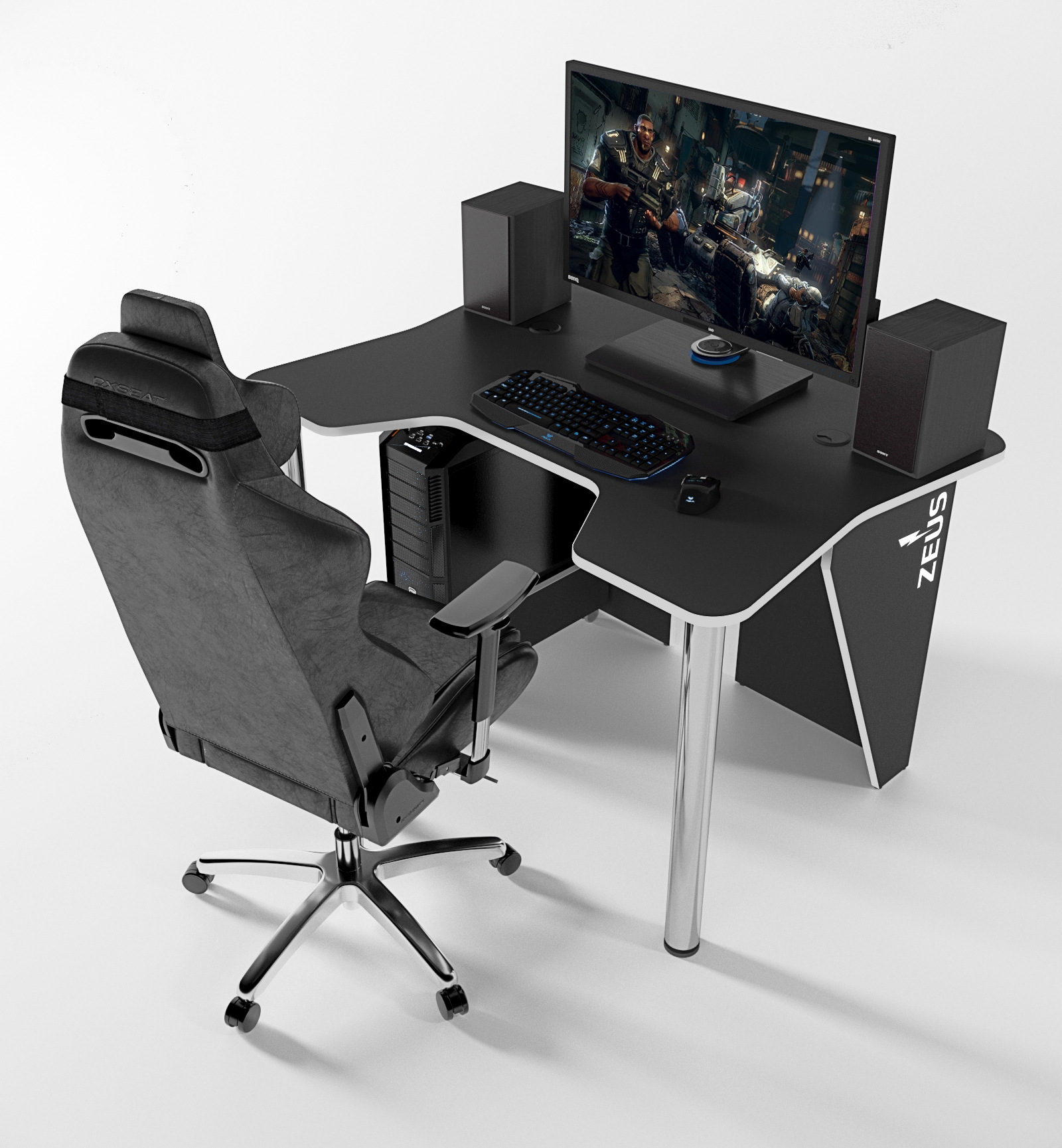 

Геймерский игровой стол ZEUS IGROK-3 Черный/Белый