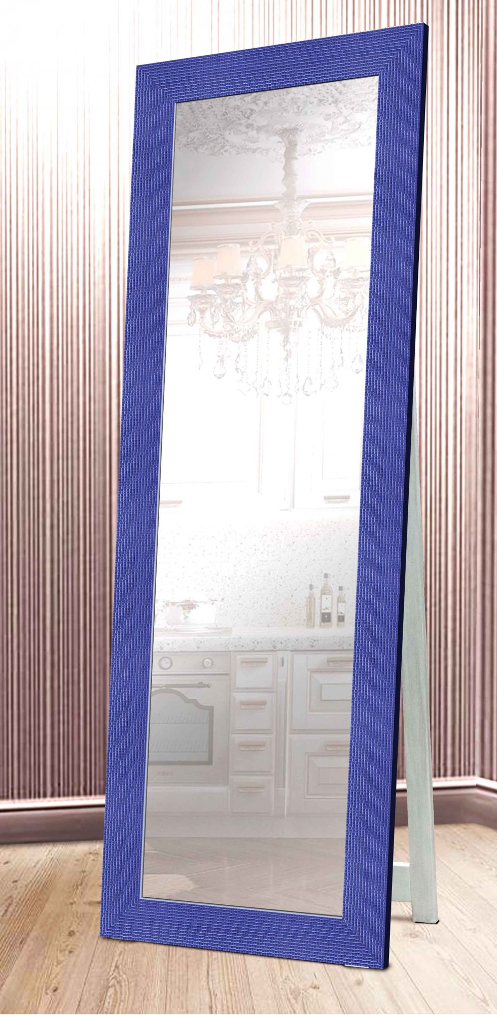 

Напольное зеркало в раме на деревянной подставке в полный рост Decorfrom Blue cube 60х174 см синий