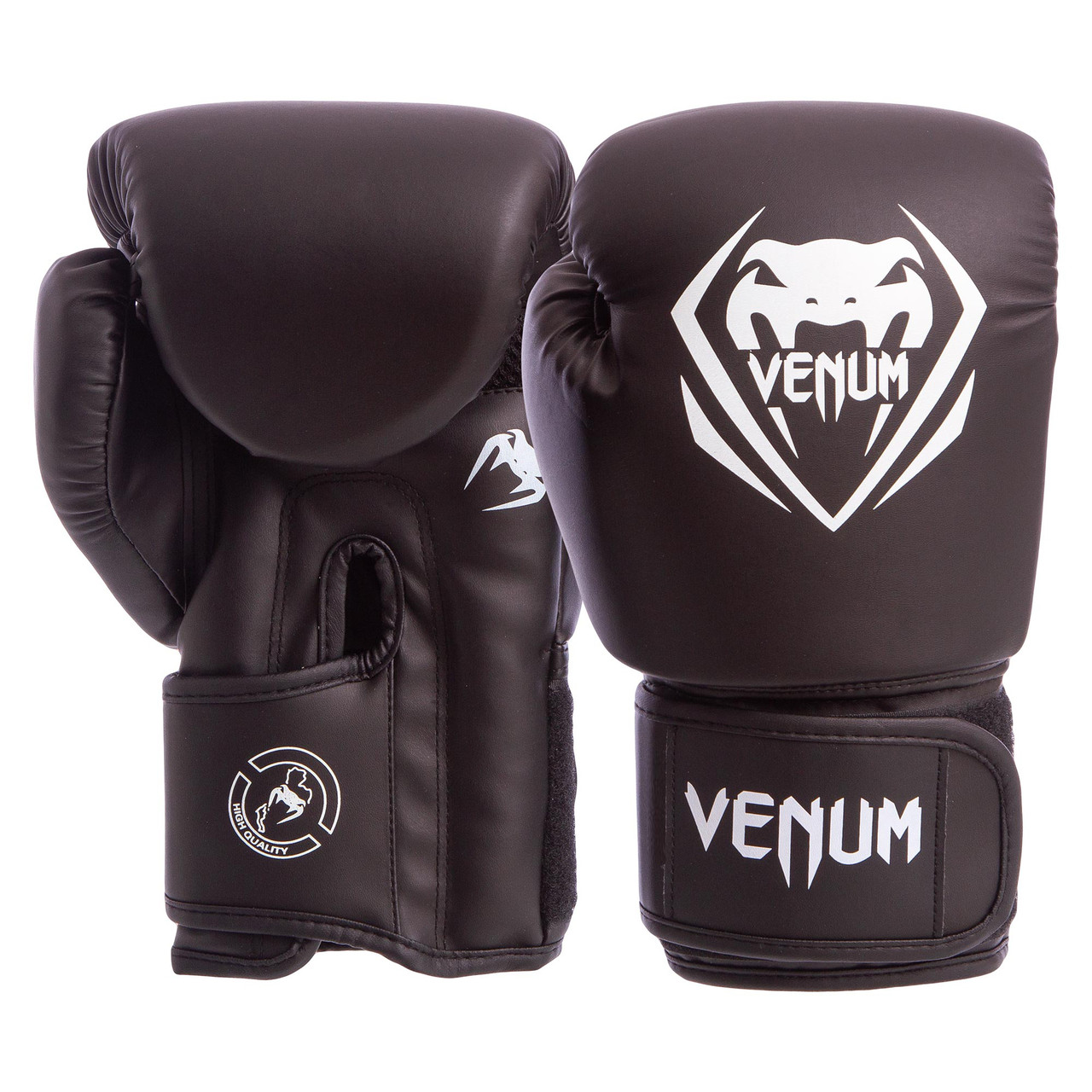 

Перчатки боксерские на липучке Venum 8353 черные 12oz