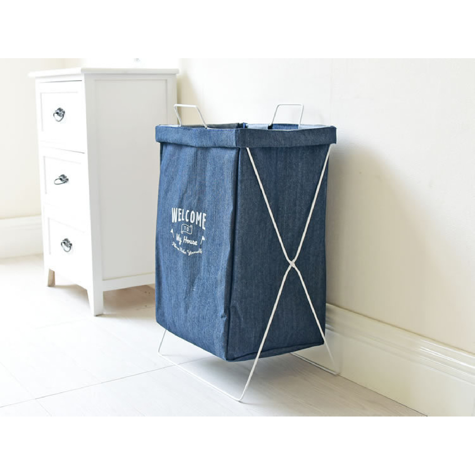 

Корзина для белья игрушек синяя Welcome to my house