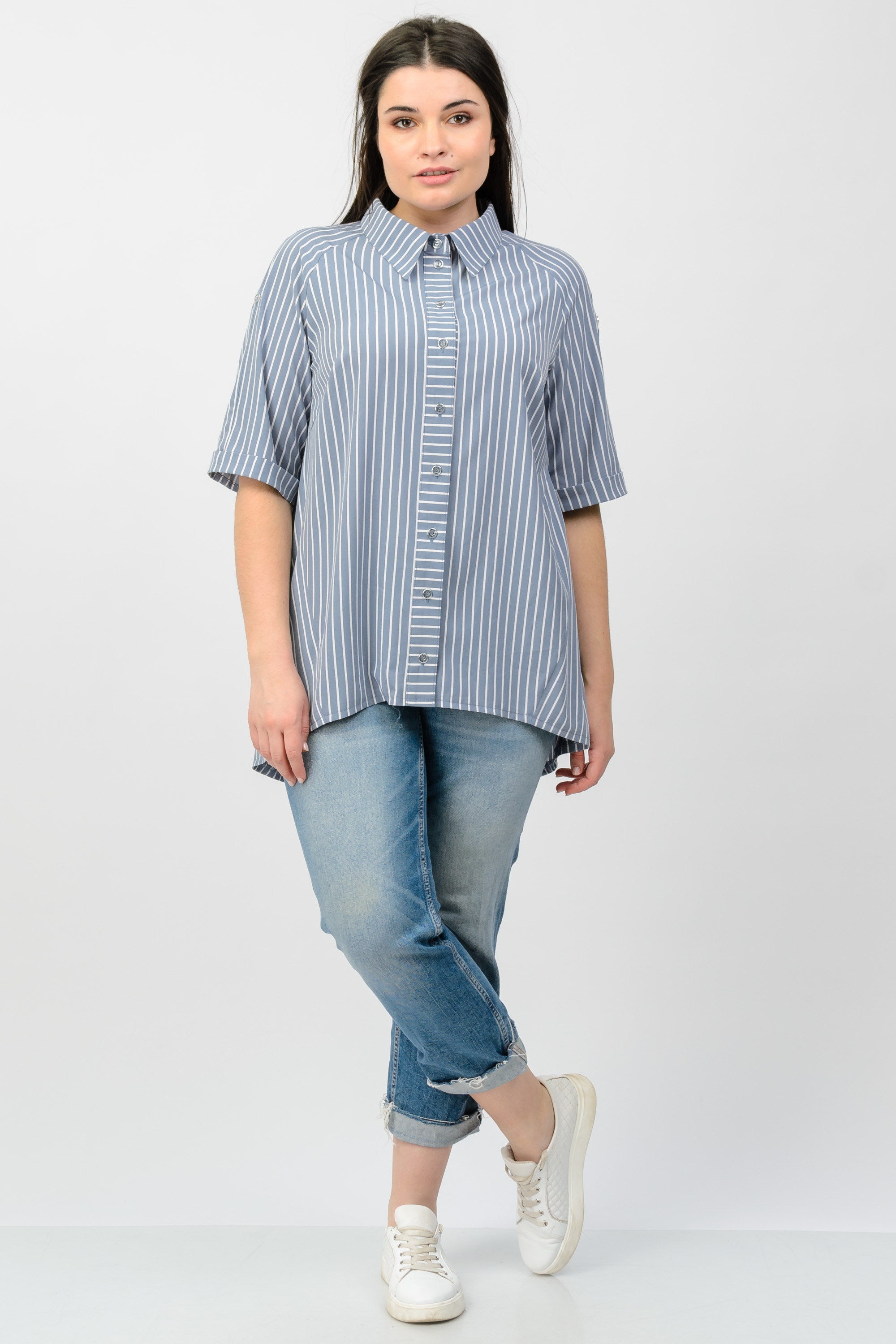 

Рубашка ArtSun Татьяна серая полоска 50