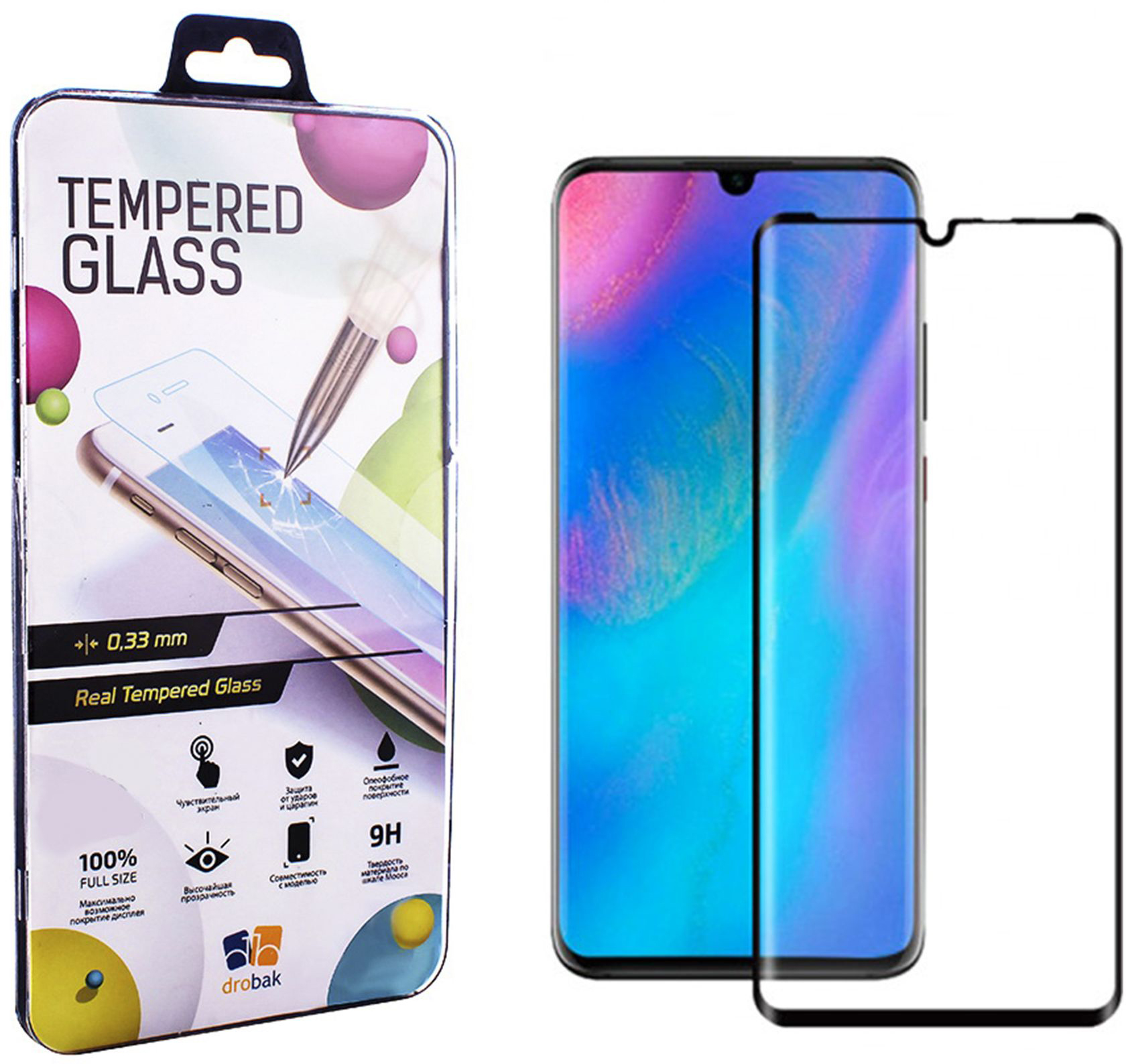 

Защитное стекло Drobak для Huawei P30 Pro Black