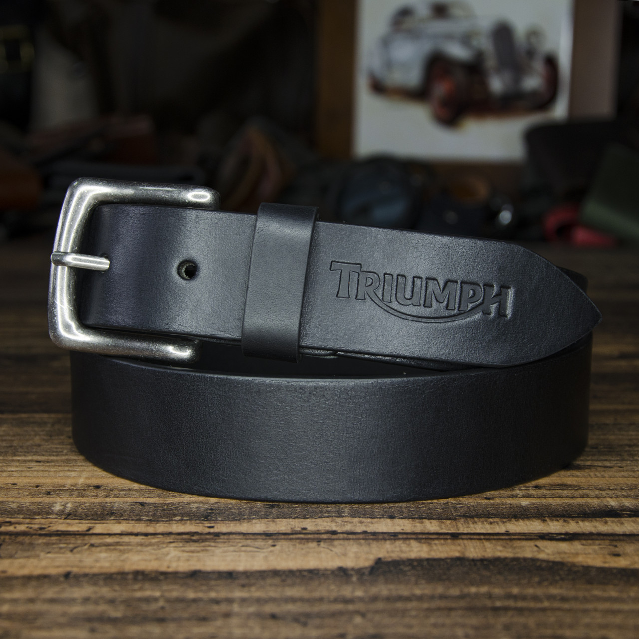

Кожаный ремень Ridl Triumph 90 см черный пряжка серебро
