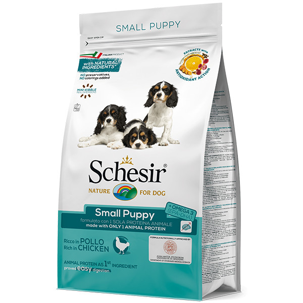 

Сухой корм Schesir Dog Small Puppy для щенков малых пород, 0.8 кг