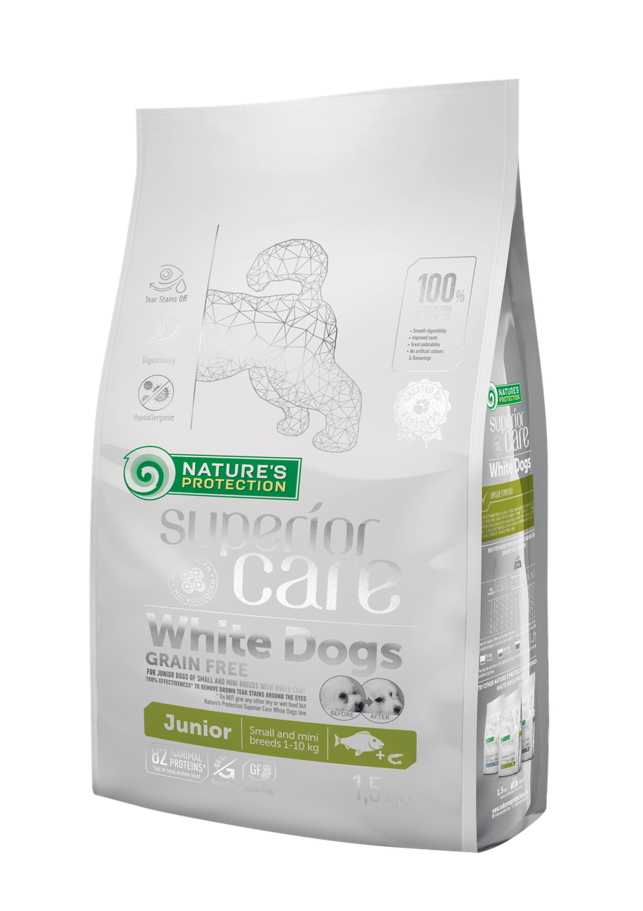 

Сухой корм Nature's ProtectionNP SC White Free Junior Small&Mini Breeds для собак малых пород, 1,5 кг