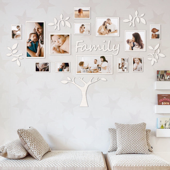 

Семейное дерево LIKEWOOD 180х180 см FAMILY с набором фоторамок, натуральное дерево, белое