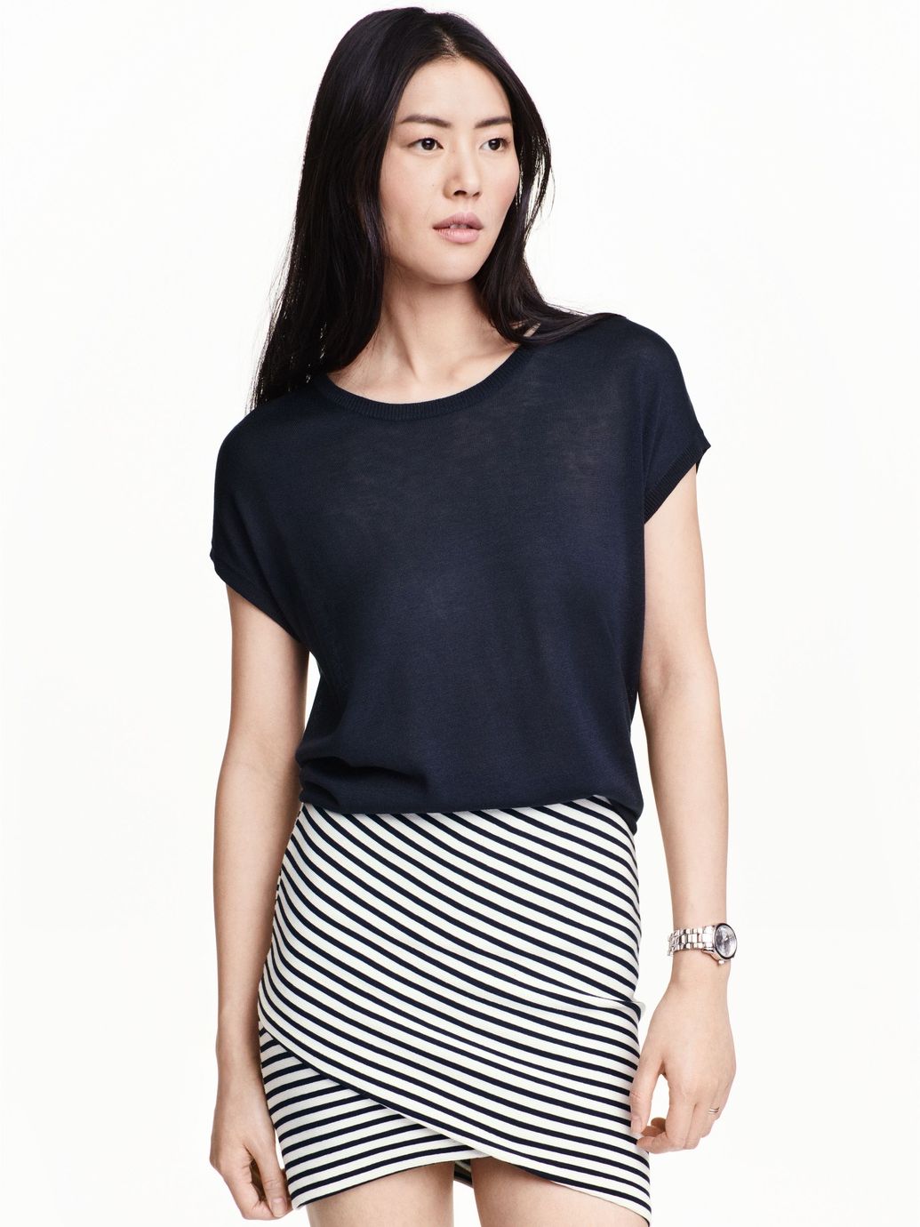 

Футболка H&M 0377144  Темно-синяя, Футболка H&M 0377144 S Темно-синяя