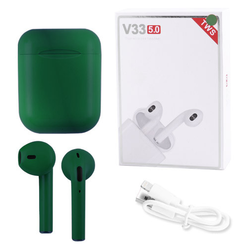 

Беспроводные bluetooth-наушники V33 5.0 с кейсом, green