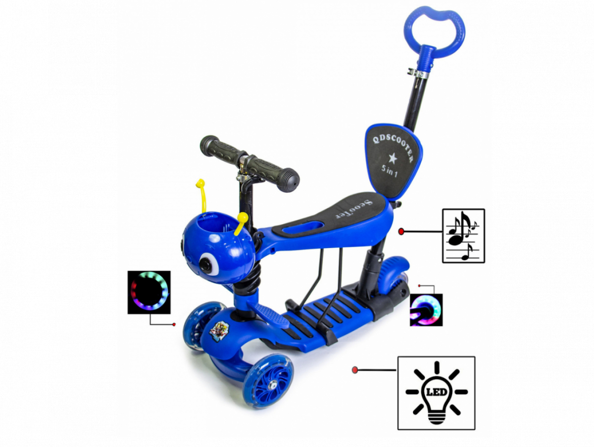 

Самокат Scooter "Пчелка" 5in1. Blue. со светом и музыкой.