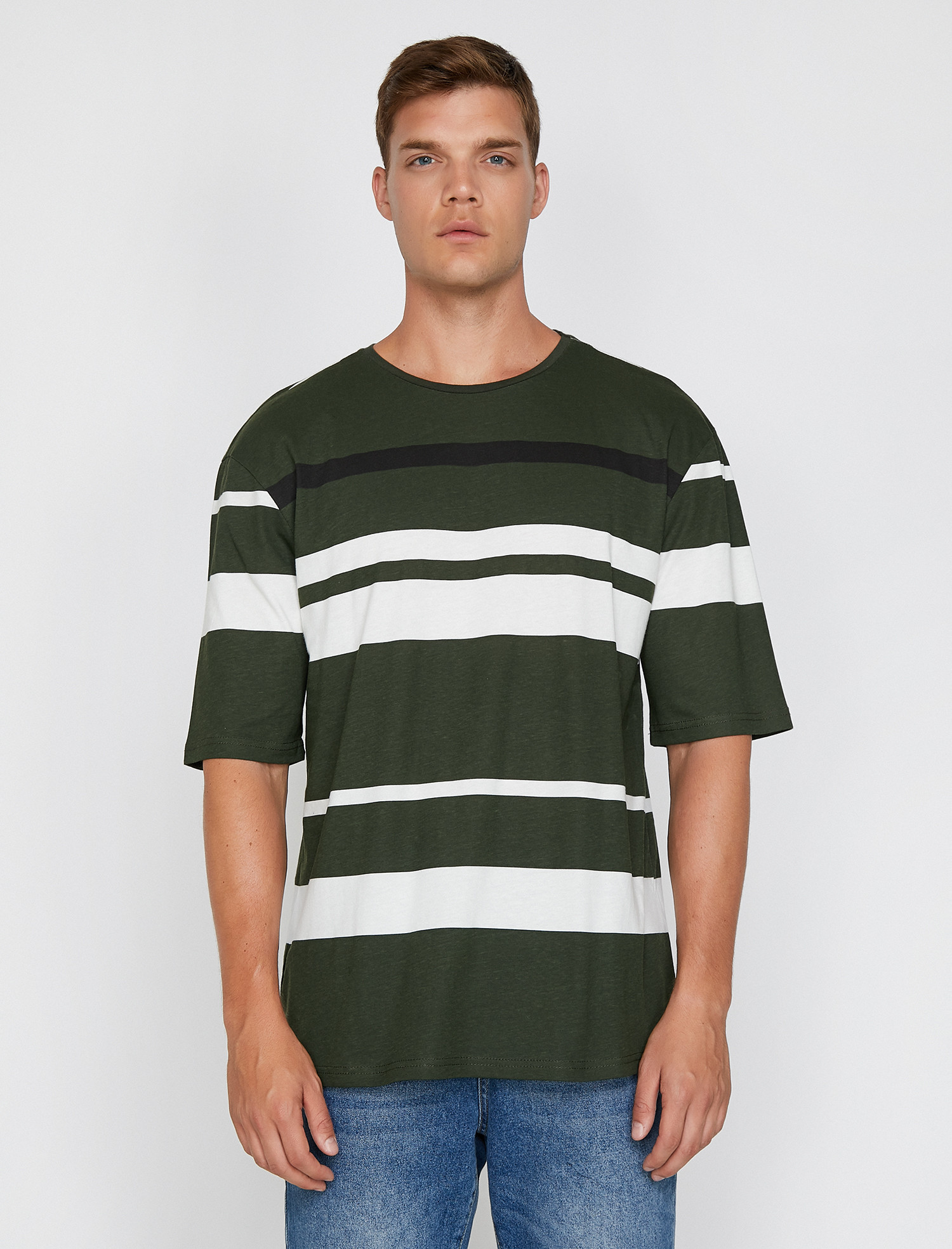 

Футболка Koton 8YAM11511MK M Khaki Stripe