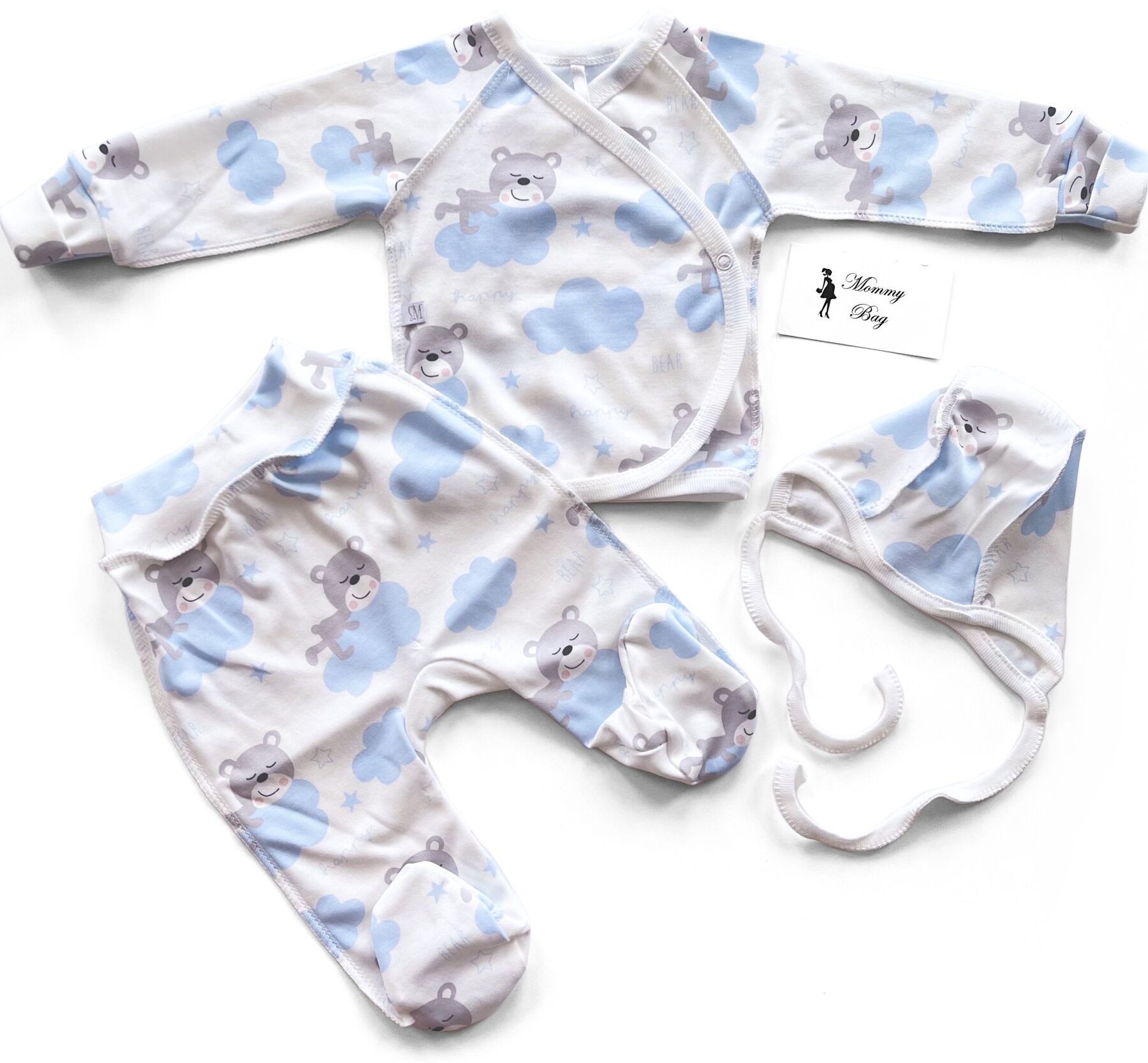 

Комплект 3 ед. RoyalBaby Мишка с облачками р.56, 0-3 мес