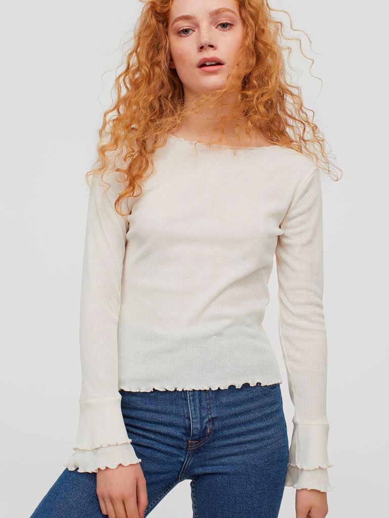 

Лонгслив H&M 0695457-0 S Молочный