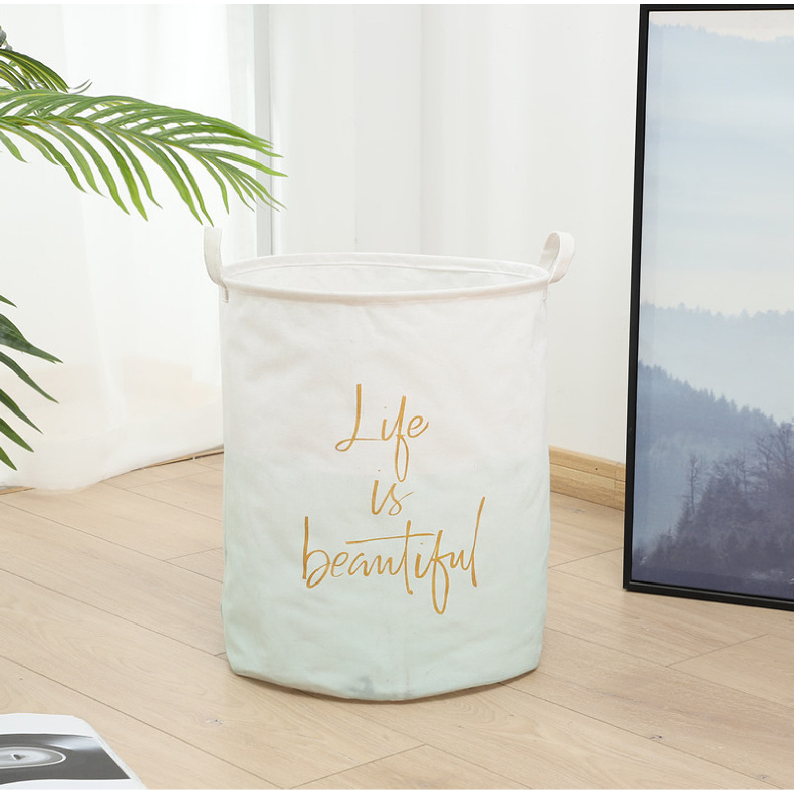 

Корзина для игрушек мятная Life is beautiful