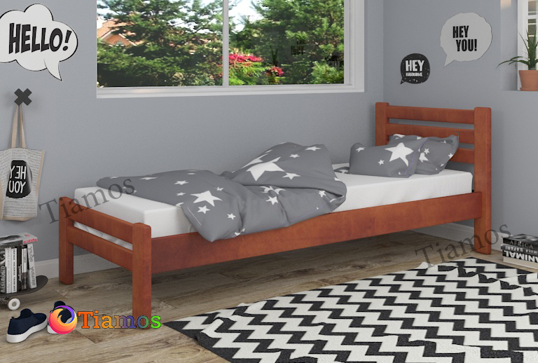 

Кровать односпальная 90х200 деревянная Премьера Wellmebely сосна Яблоня Л6