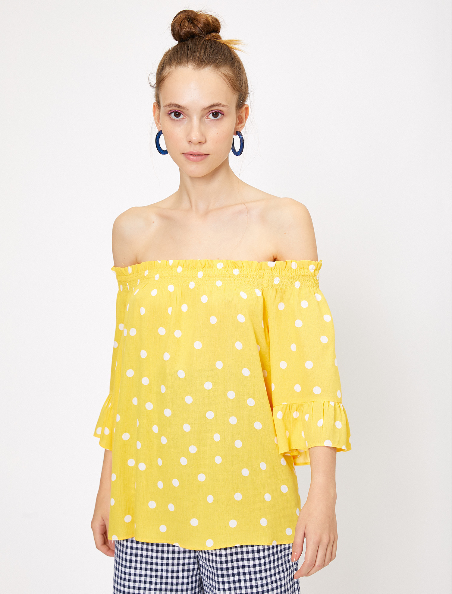 

Блузка Koton 8YAL61280QW  Yellow Design, Блузка Koton 8YAL61280QW 34 Yellow Design