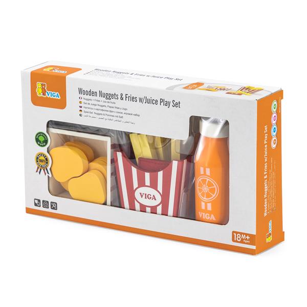

Іграшкові продукти Viga Toys Нагетси з картоплею фрі та соком (51603)