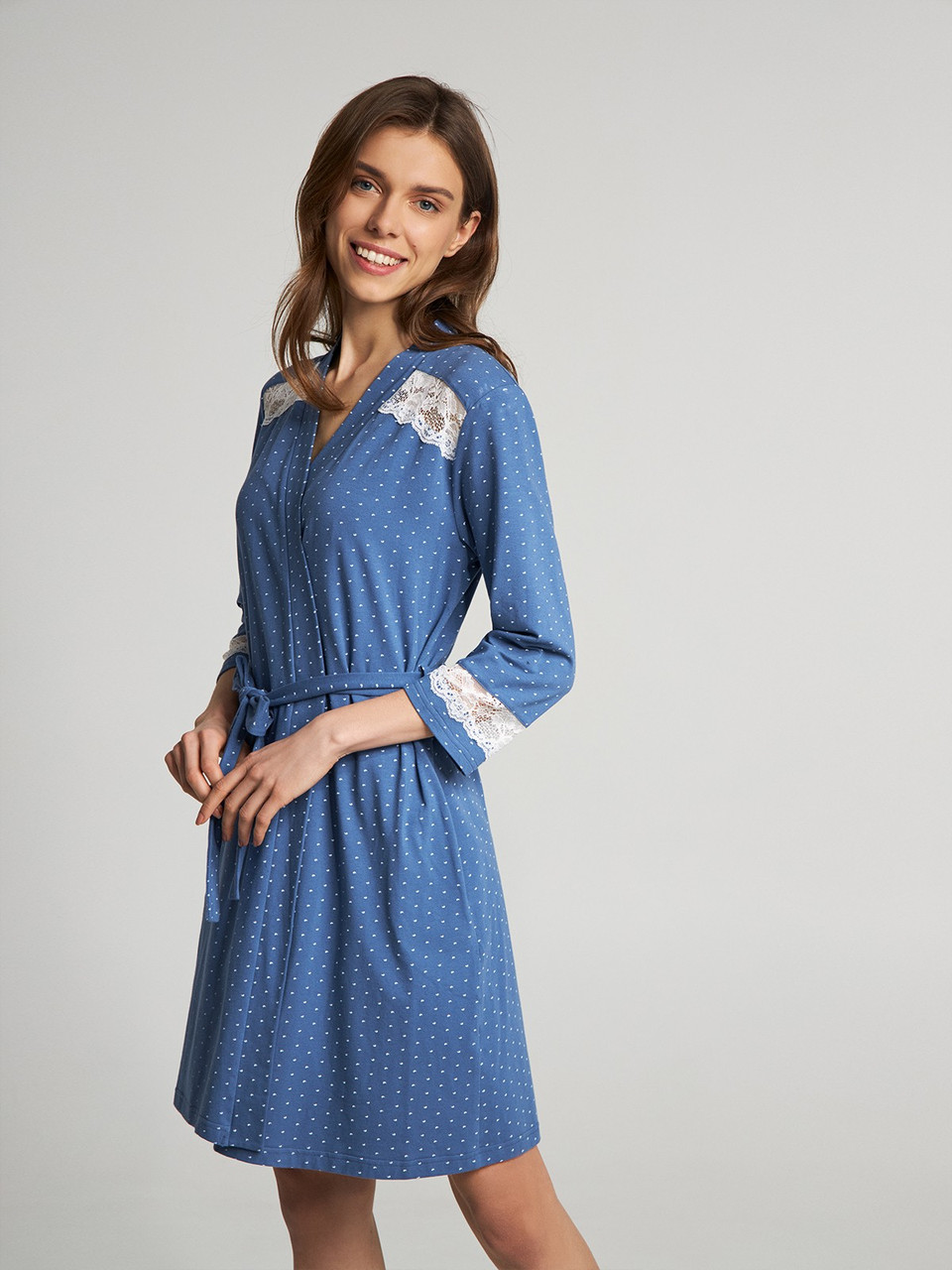 

Женский халат хлопок Ellen LDG 082/001 синий XL