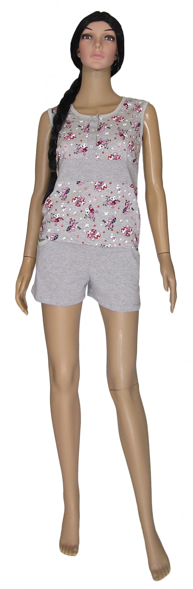 

Пижама (майка + шорты) Укртрикотаж Королек Меланж 42 Серая с рисунком (422)