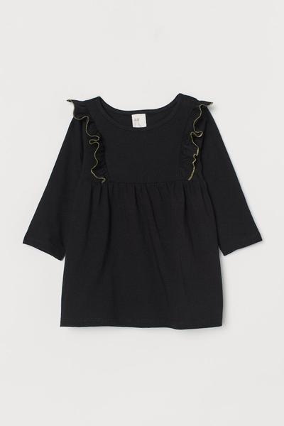 

Трикотажное платье с оборкой H&M 86 (90/48) Черный