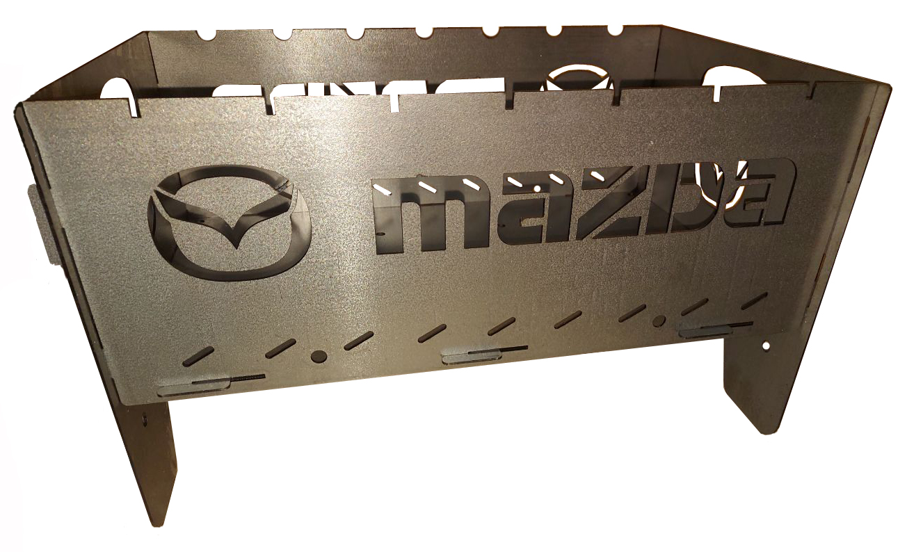 

Переносной металлический Мангал разборной BPS с логотипом автомобиля Mazda 2 мм на 7 шампуров для дачи отдыха