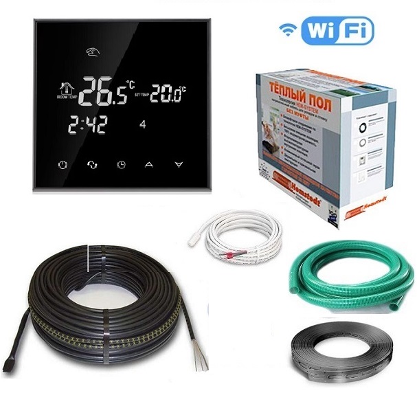 

Нагревательный кабель Hemstedt BR-IM 31.0 м 500 W 3.1-3.7 м² с терморегулятором WI-FI Black в комплекте
