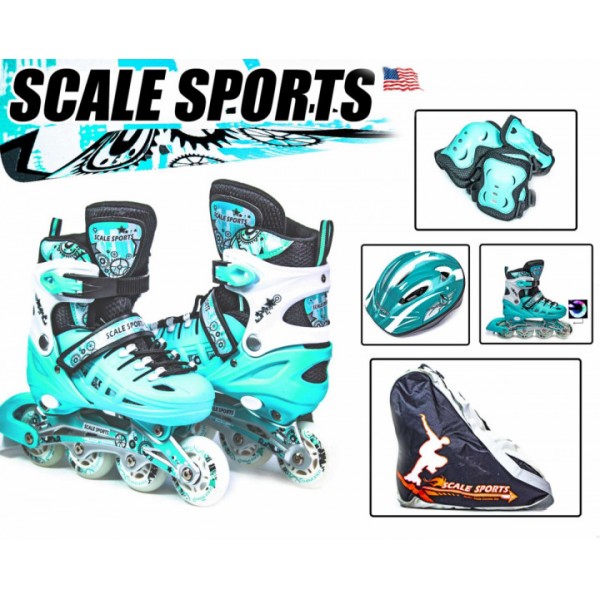 

Роликовые Коньки Раздвижные с Комплектом Защиты SCALE SPORT MINT Размер 34-37 (SD-LF 905-4)
