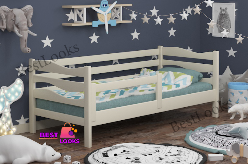 

Детская Кровать односпальная 80х190 с бортиком защитным Wellmebely Волна сосна Бежевый Л6