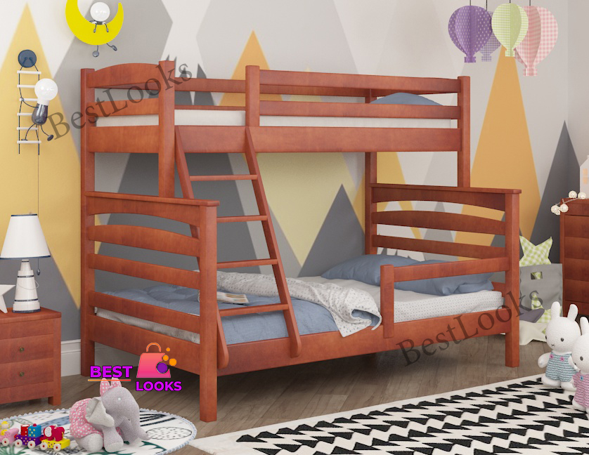 

Кровать Двухъярусная 90х140х190 с бортиком защитным Wellmebely Кай Трансформер сосна Яблоня Л6