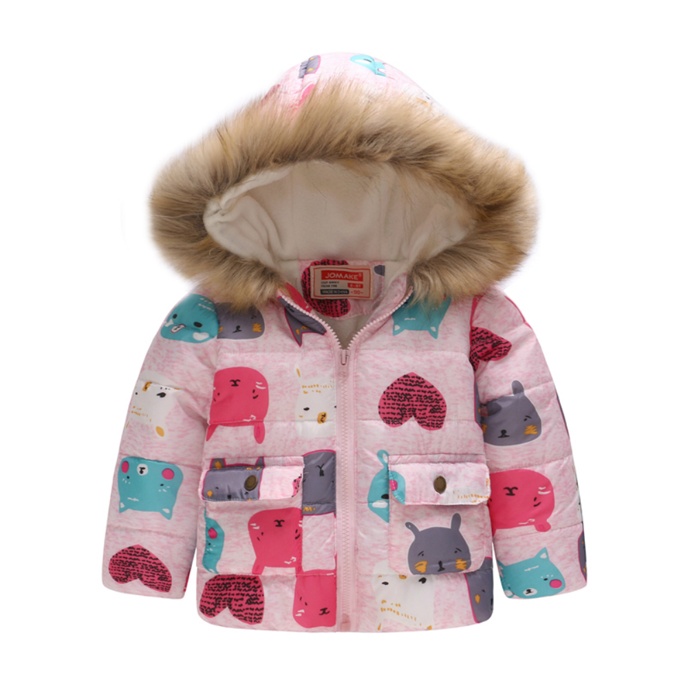 

Демисезонная куртка для девочки Мордочки зверьков, Pink Jomake (110) Розовый