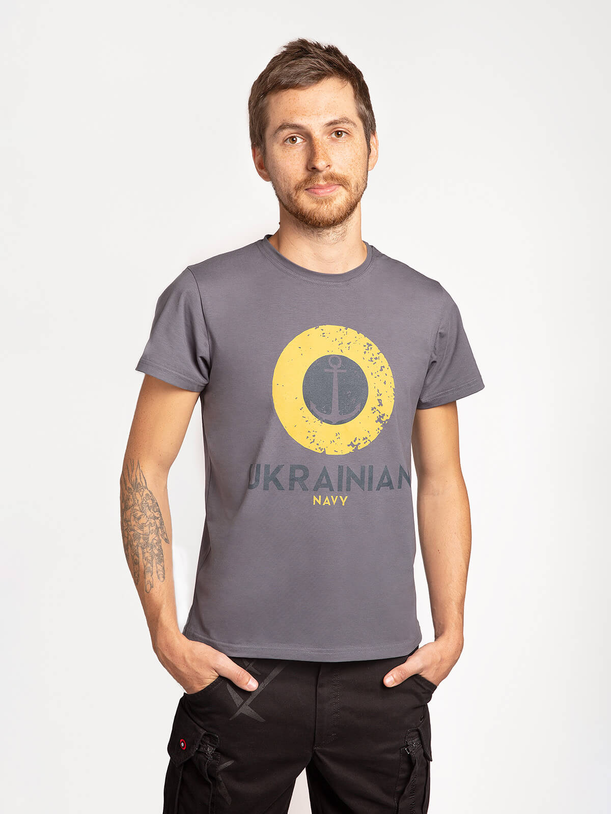 

чоловіча футболка - UKRAINIAN NAVY - сірий, XXXL