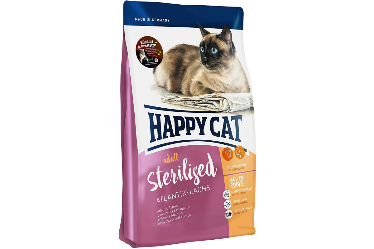 

Сухой корм Happy Cat Adult Sterilised для стерилизованных кошек кастрированных котов с лососем 4 кг