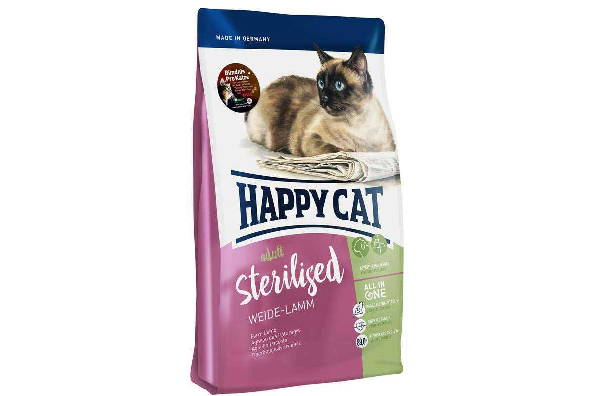 

Сухой корм Happy Cat Adult Sterilised для стерилизованных кошек кастрированных котов с ягнёнком 10 кг