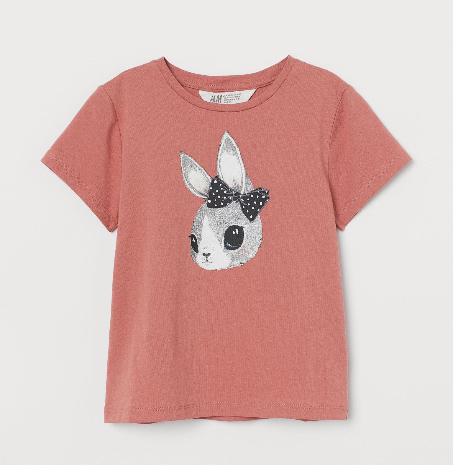 

Футболка для девочки H&M "Зайчик" розовая 104