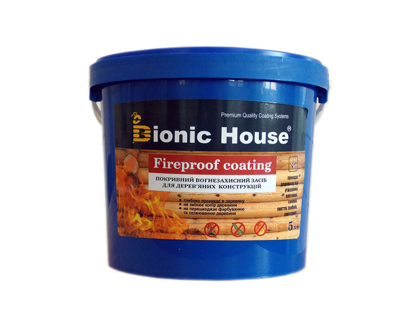 

Краска огне-биозащитная BIONIC-HOUSE FIREPROOF COATING для древесины белая 5л