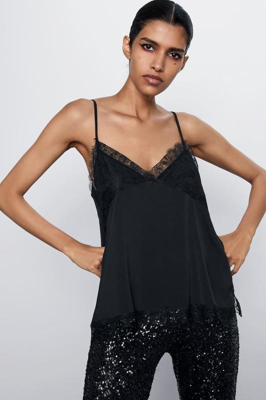 

Майка на бретельках ZARA 7969228 M Чорний