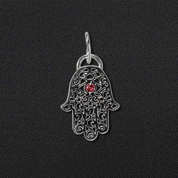 

Серебряный подвес "Хамса" 3083-1-red