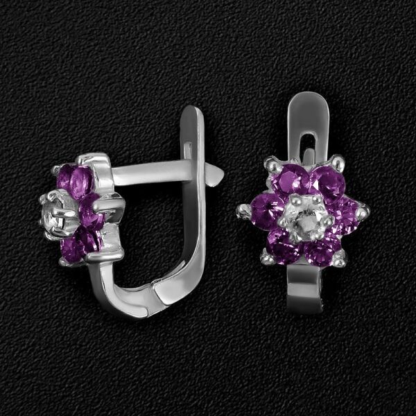 

Серебряные серьги с фианитами 2137-1-pur