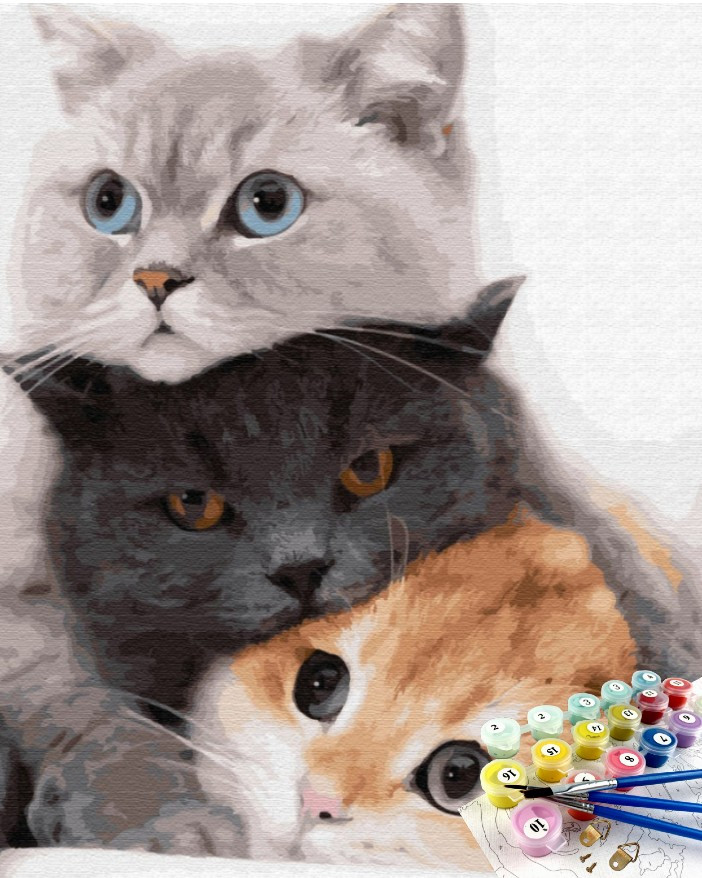 

Картина по номерам Brushme Три кота "Котики - муркотики" 40х50см
