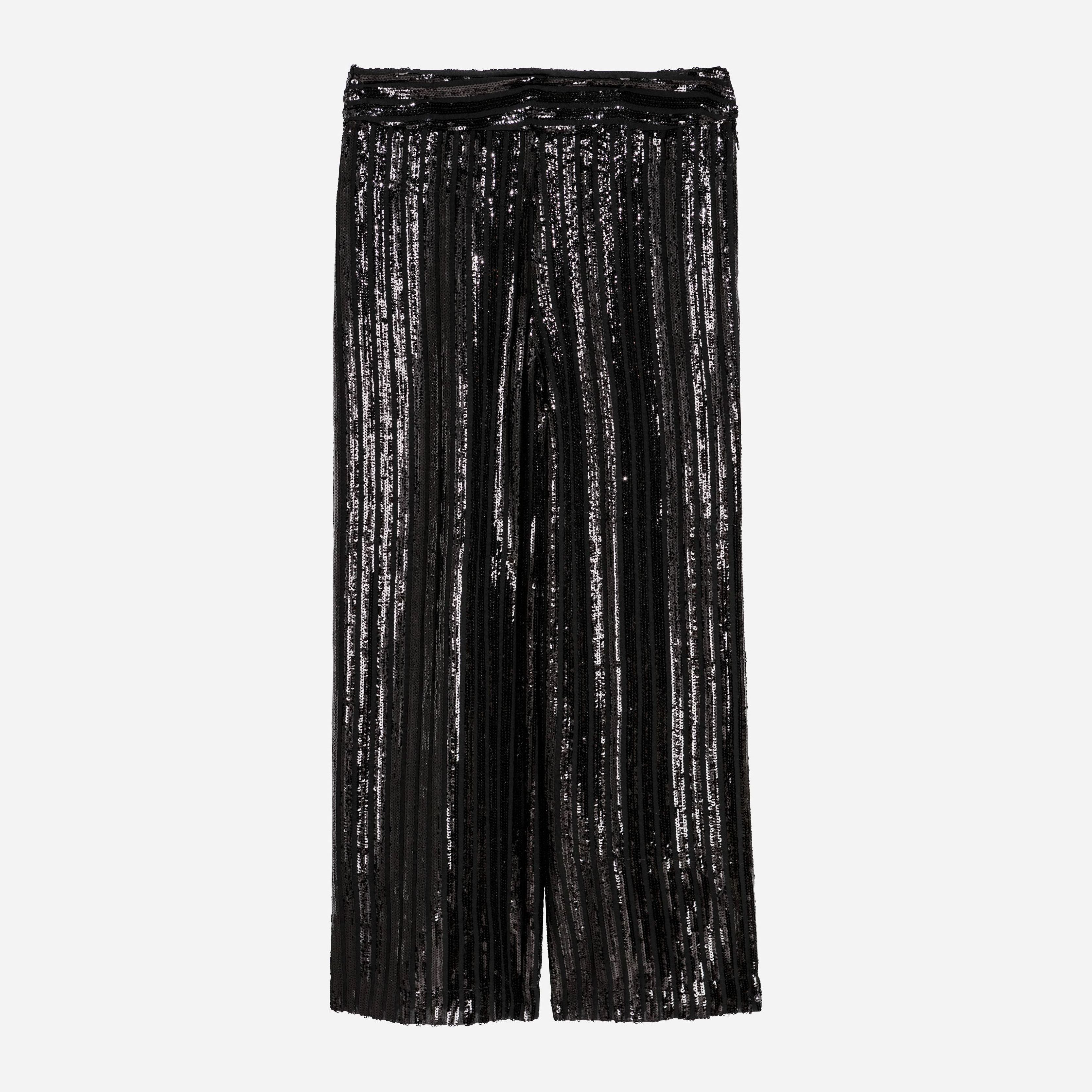 

Брюки H&M 5869286-ABFJ 34 Черные с серебристым