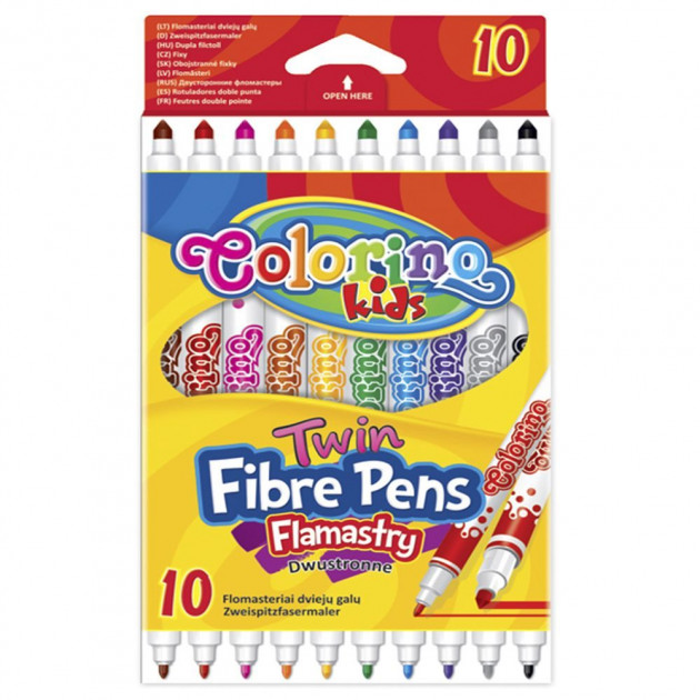

Фломастери Colorino Fibre Pens двосторонні 10 кольорів 10 шт (13451PTR/1)