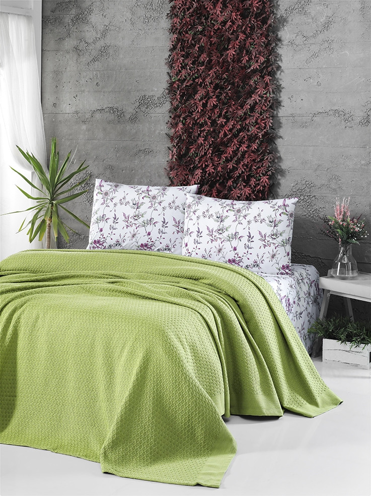 

Постельное белье+ плед Пике First Choice Soft Pike Takimi Fistik Yesil