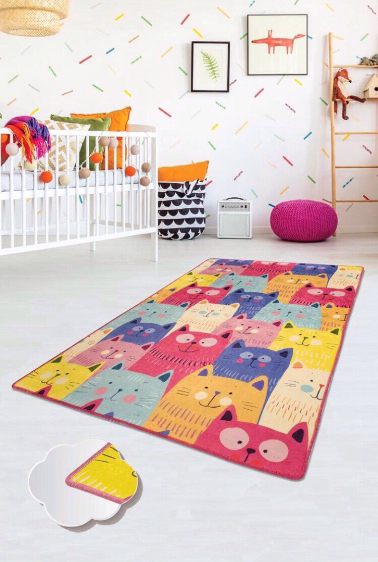 

Ковер детский безворсовый Chilai Home 100 х 160 см., Cats renkli