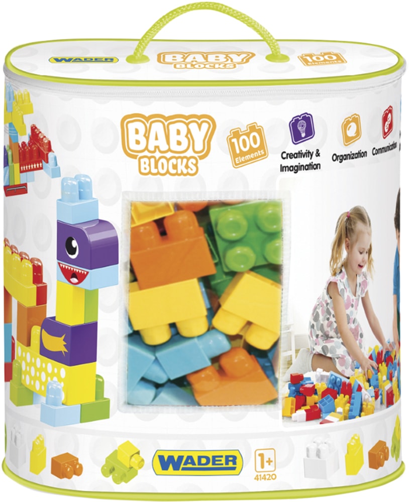 

Конструктор Wader Baby Blocks Мої перші кубики 100 елементів в сумці (41420)