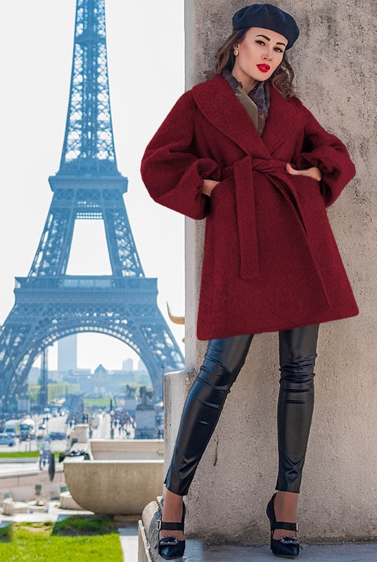 

Кашемировое пальто букле Look and Buy Майа  Бордовое, Кашемировое пальто букле Look and Buy Майа 42 Бордовое