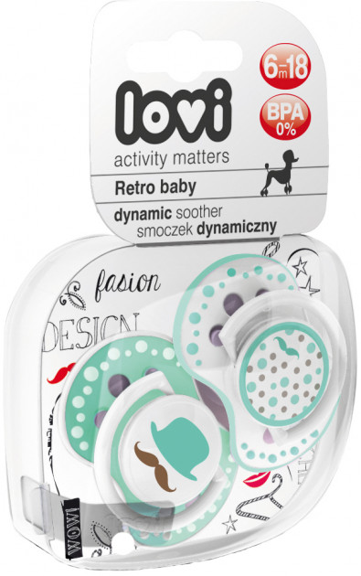 

Пустушка Lovi Retro Baby силіконова динамічна 6-18 міс. 2 шт. (22/805boy)
