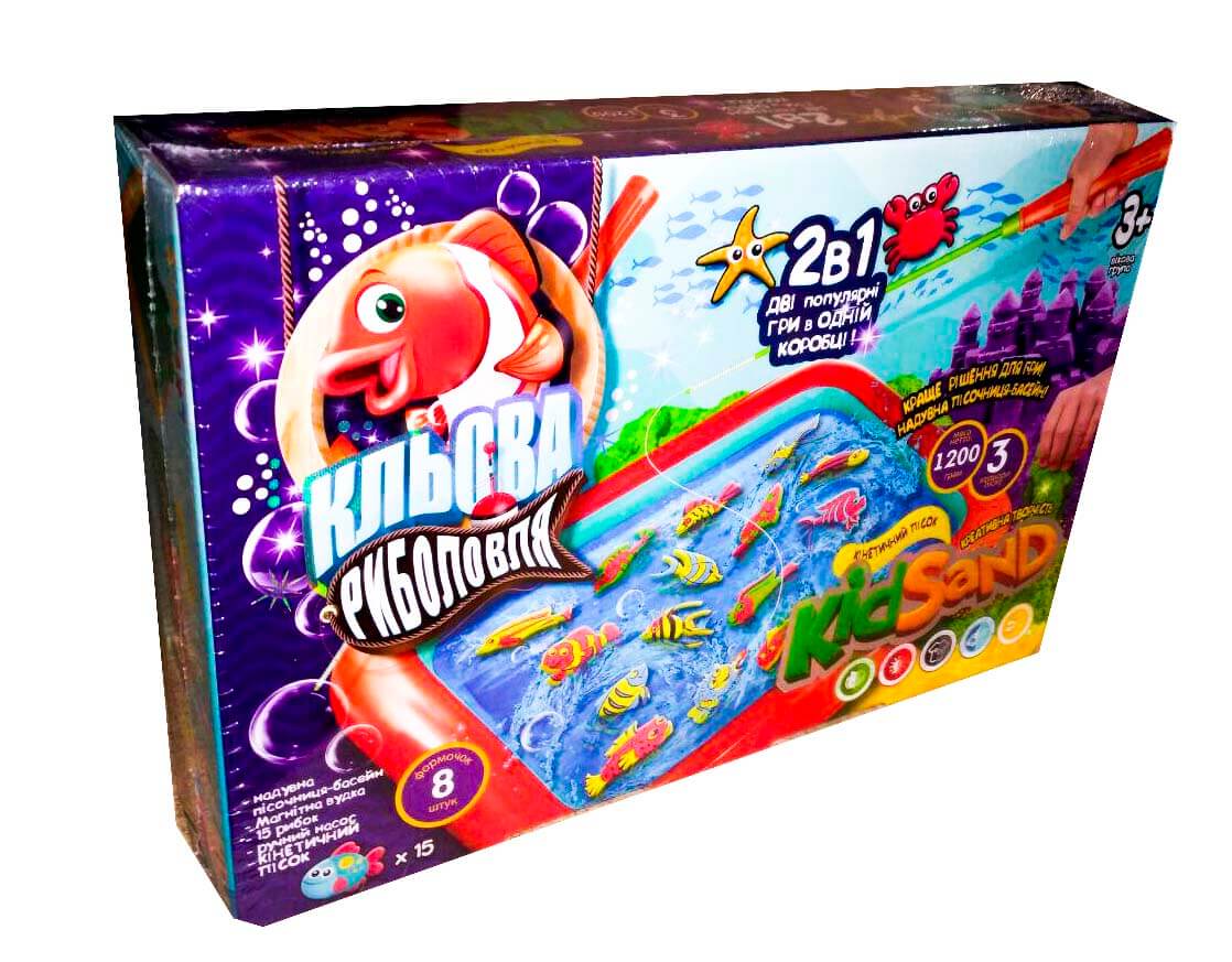 

Гра велика Danko Toys 2 в 1 Кльова риболовля та Кінетичний пісок (ДТ-НВ-08-16)