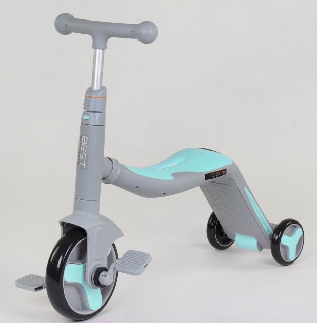

Велосипед, велобег, самокат 3 в 1 Best Scooter JT 10181 Серо-бирюзовый