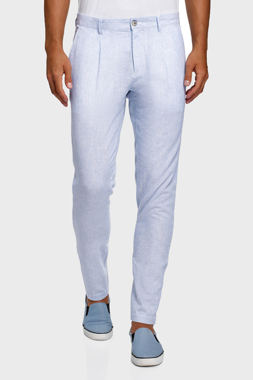 

Мужские голубые льняные брюки Oodji -182 2L150140M-2/48317N/7510S, Мужские голубые льняные брюки Oodji 40-182 2L150140M-2/48317N/7510S